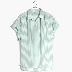 Madewell Central Shirt in Mint Stripe Button-up Oversized XS